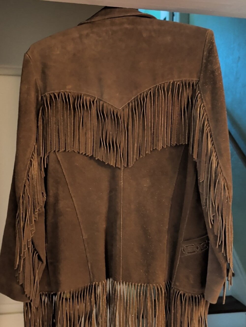Women’s Brown Suede Fringe Leather Jacket - Picture 3 of 5